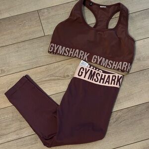 Gymshark Burgundy Leggings and Sports Bra Set